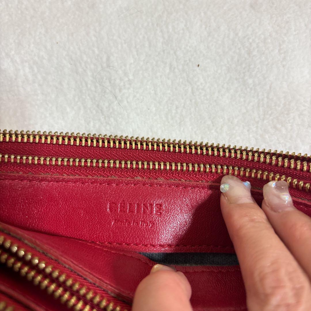 CELINE セリーヌ トリオ ラージ 赤 ショルダーバッグ 難あり