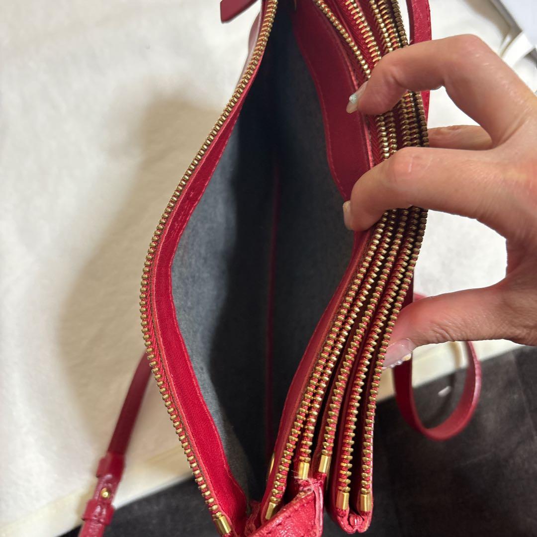 CELINE セリーヌ トリオ ラージ 赤 ショルダーバッグ 難あり