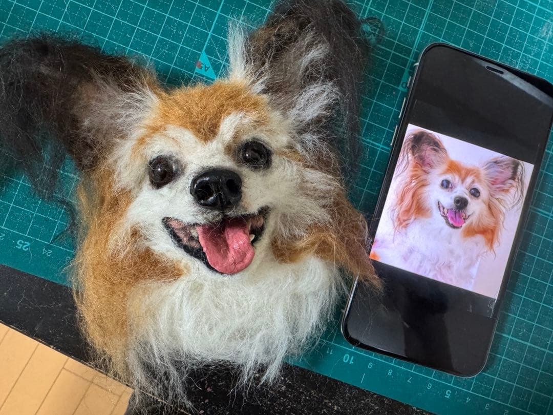 わんこ限定　うちの子プレート　わたわたペットの羊毛フェルト作品