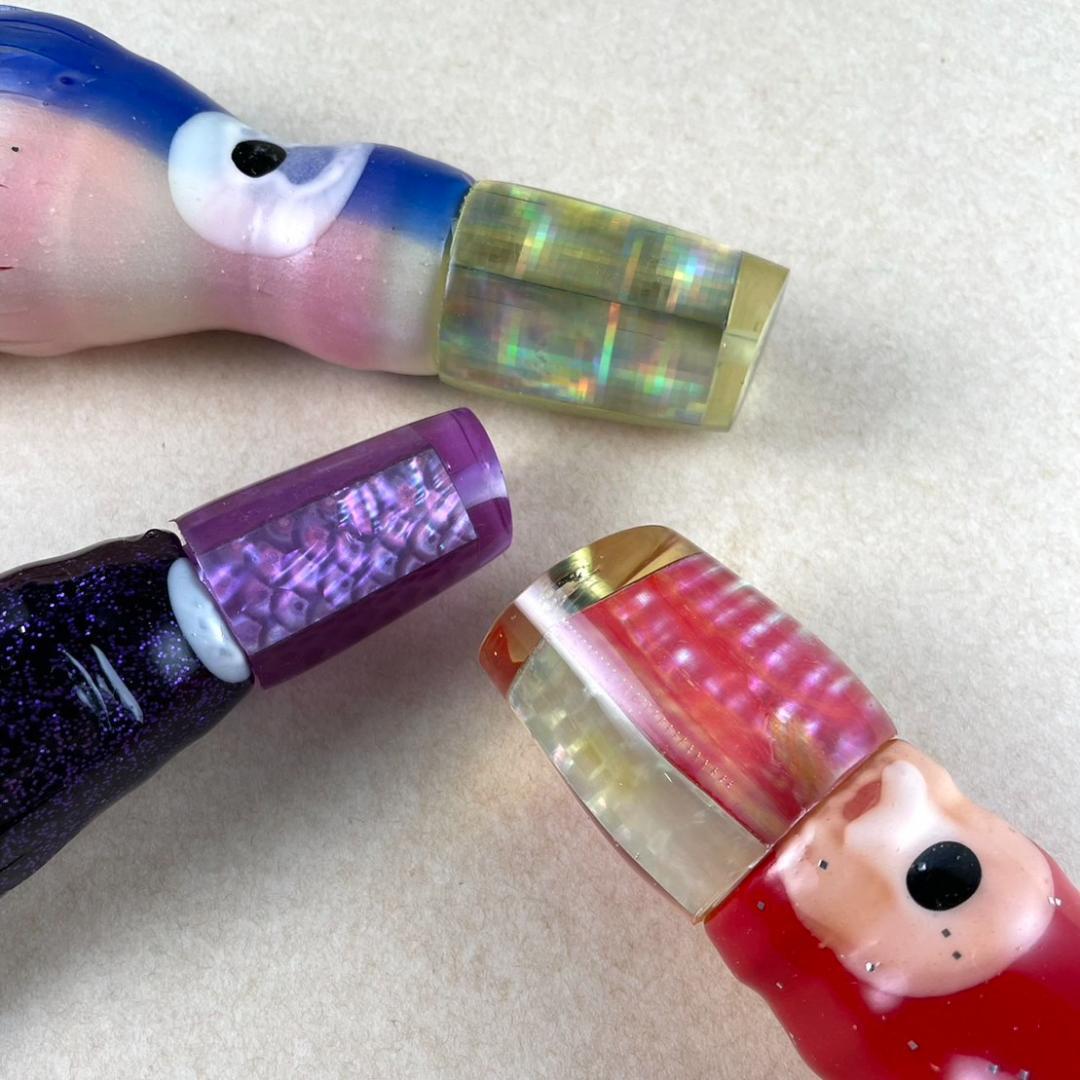 【未使用　トローリングルアー】スカートルアー　３本セット　カジキ　ソフトヘッド