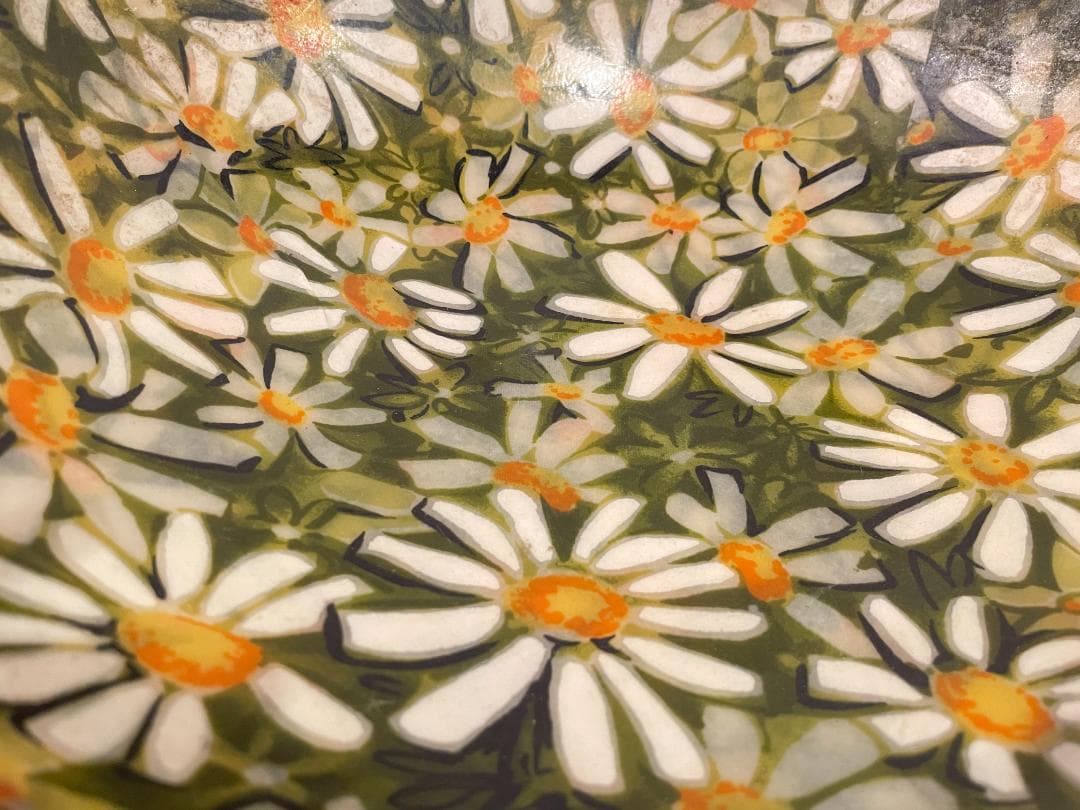 推定1960年代 ・ヴィンテージ　デイジー　花柄ボウル・ナチュラル