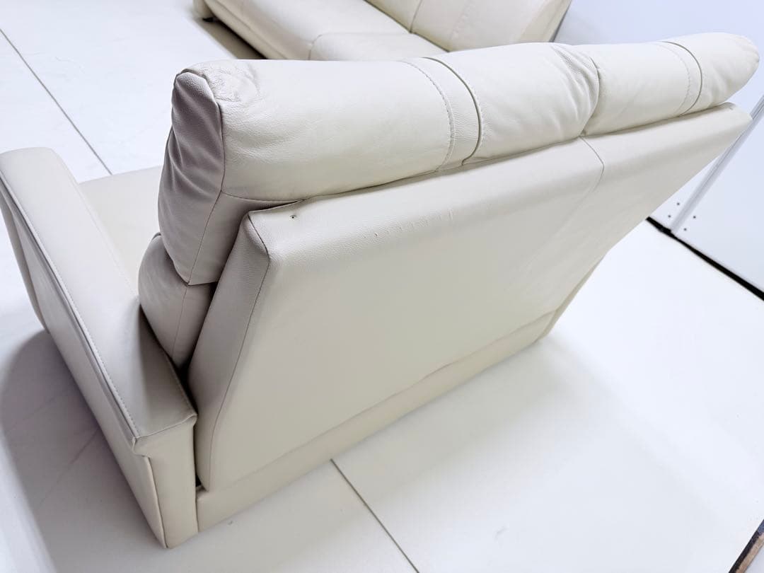 ニトリ　クリーム色 5人掛け レザー ソファ　2点セット