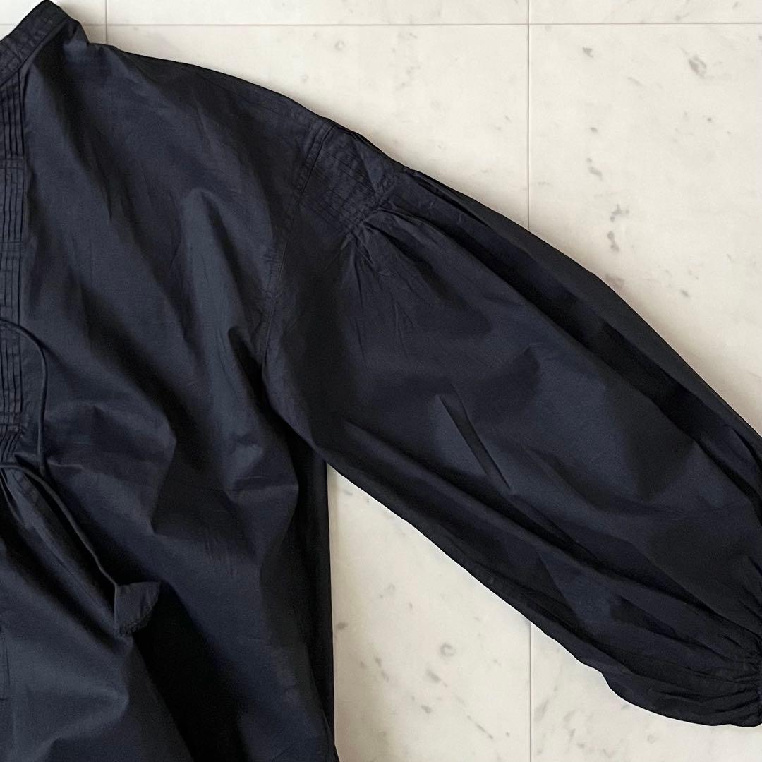 人気完売品＊タグ付 かぐれ コットンオーガンジーブラウス F 黒 長袖 日本製