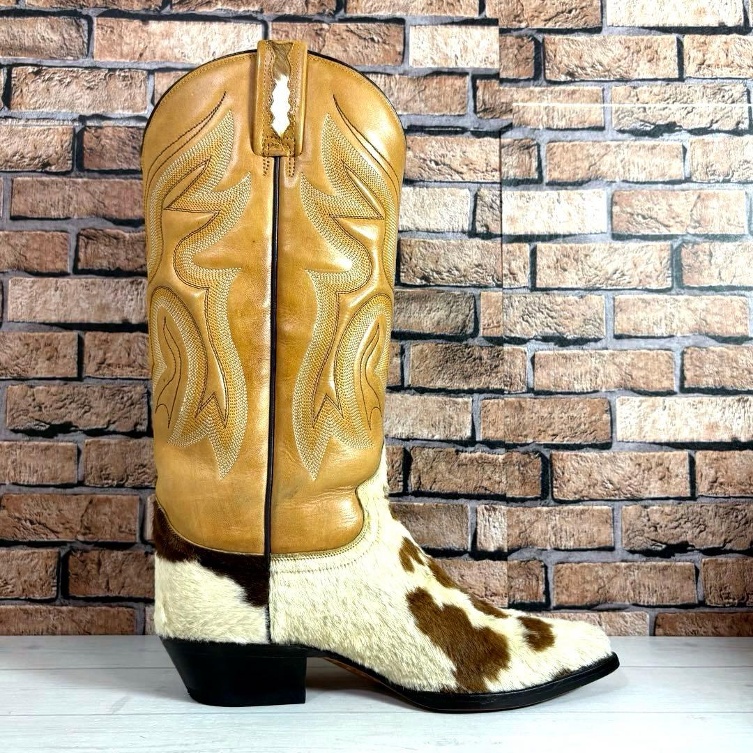美品■RANCHO■ウエスタンブーツ✨タンレザー カウハイド コンビ カウボーイ