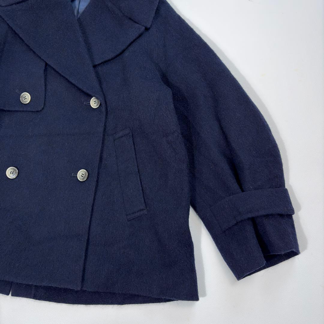 ココディール アルパカ混ウール ピーコート ダブルブレスト オーバーサイズ 紺