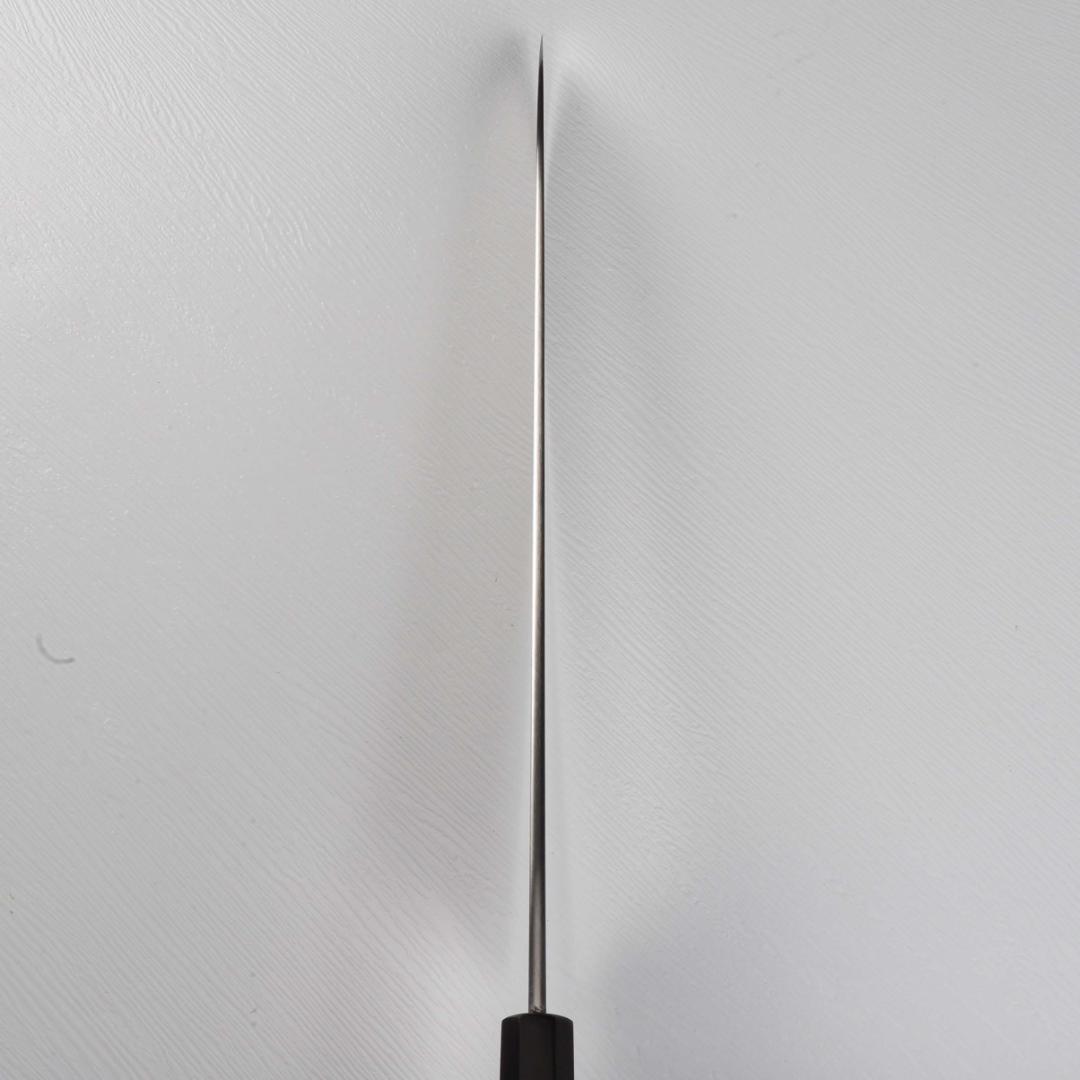 7669梵静刃物 ウルトラ鏡面（完全手研ぎ）鎌型薄刃包丁 8寸 黒檀黒水牛八角柄