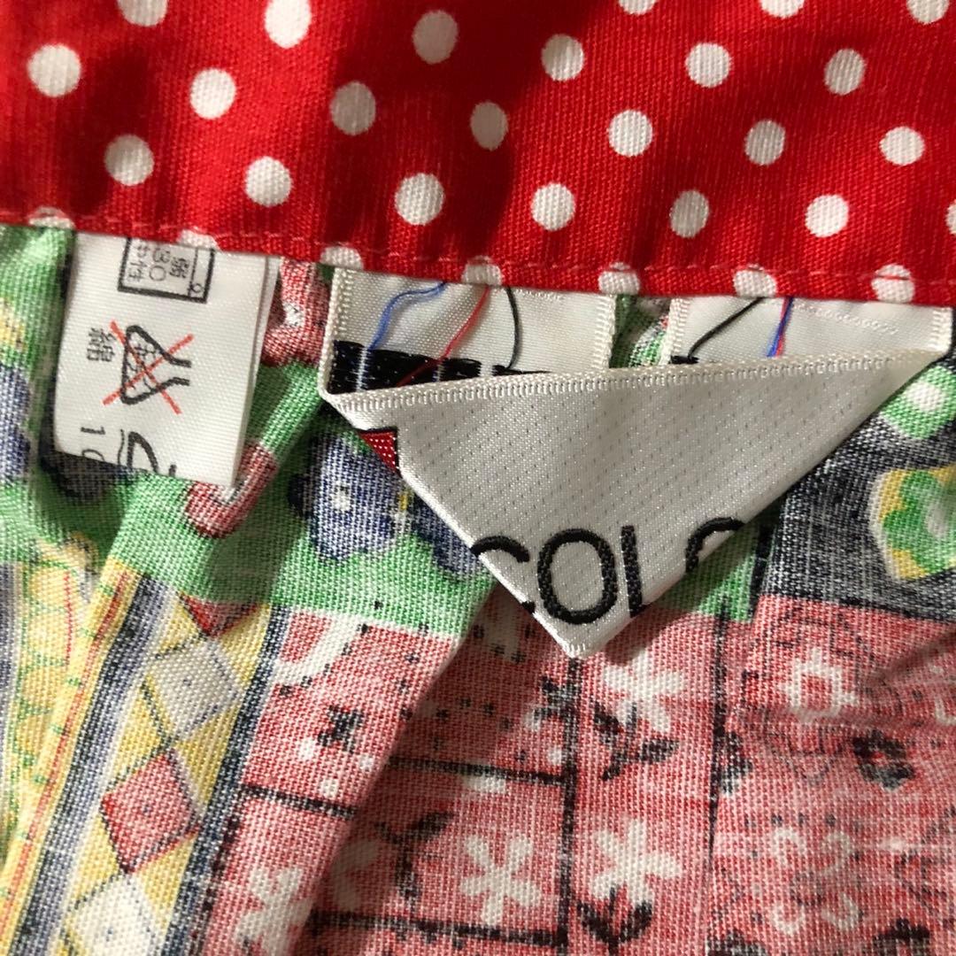 レトロポップ　総柄　エスニック　アジアン　ロング　エプロンドレス