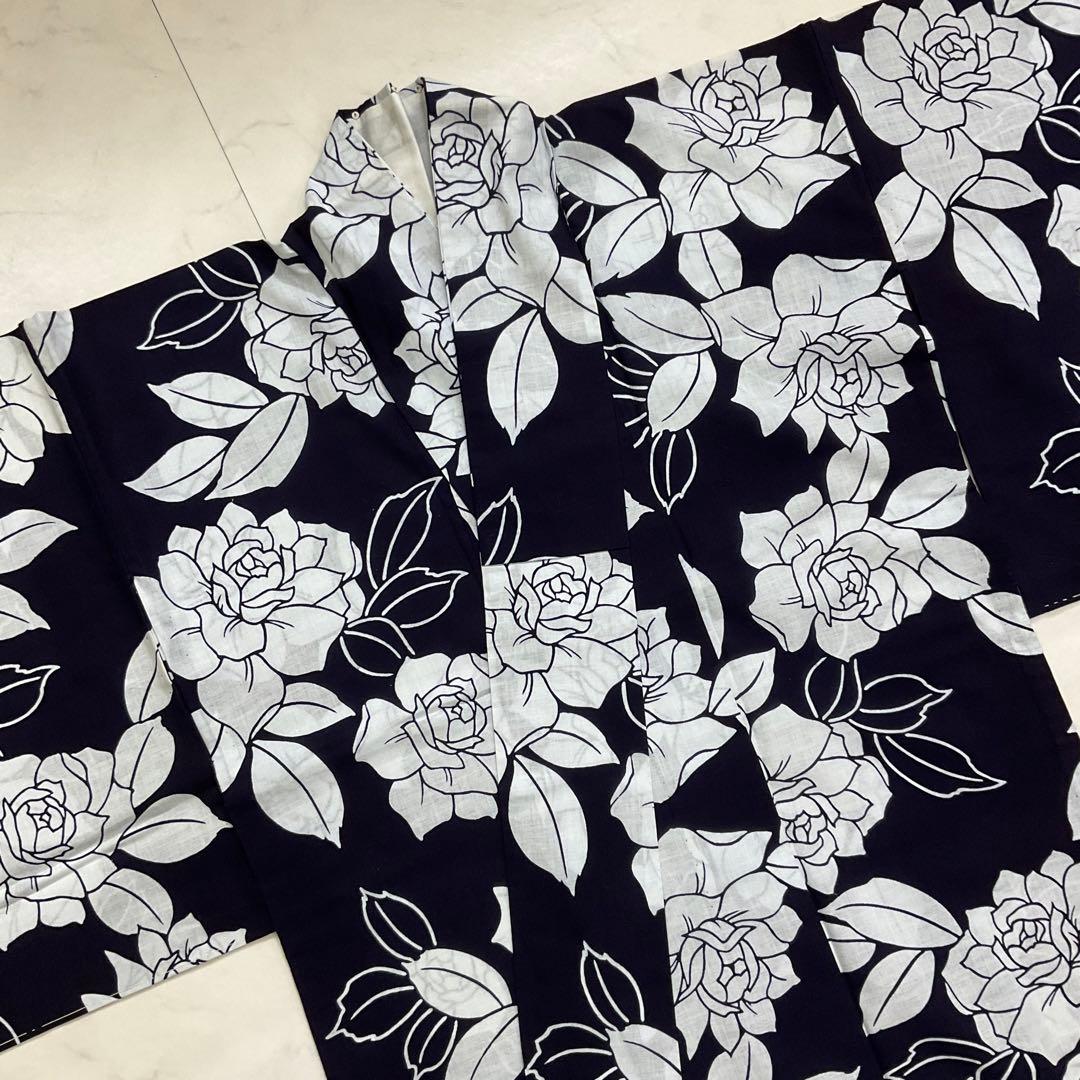 ◆未使用同然◆最高級注染本染◆浴衣◆薔薇◆木綿◆仕付◆裄67丈161.5