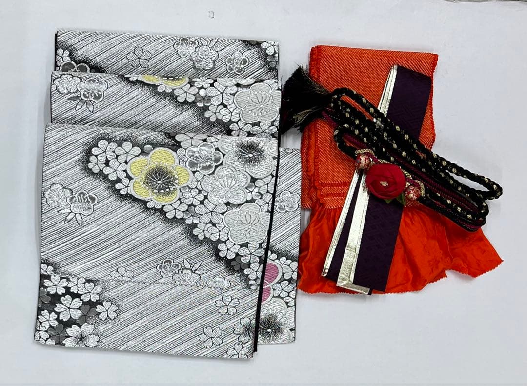 振り袖　フルセット　長襦袢付　成人式　金彩加工　ラメ入り　焼箔　長尺袋帯　712