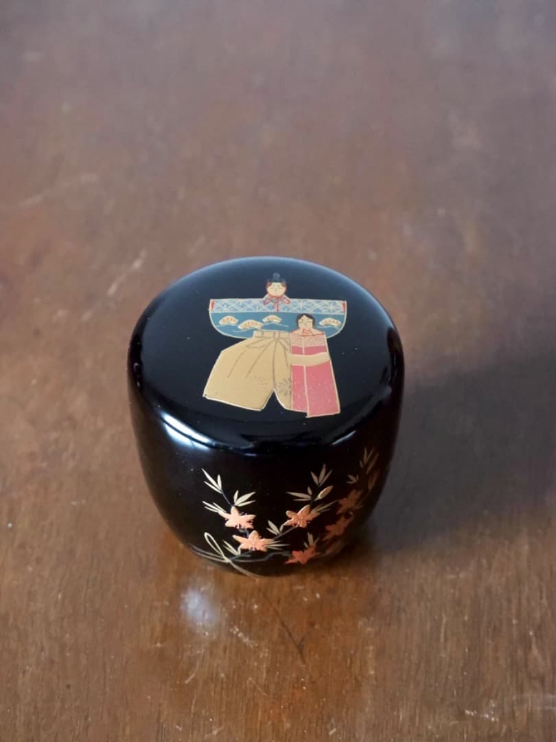北村葵春　雛蒔絵　中棗　漆工芸　茶器　茶道具　箱付　Q2279