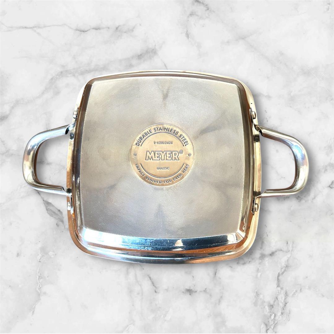 MEYER マイヤー スクエアグリルパン 24cm ガラス蓋+グリルプレス付き