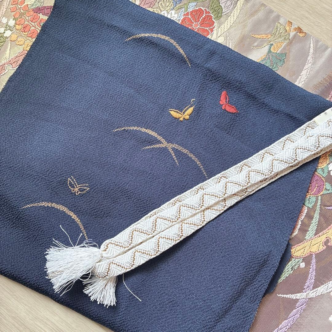 訪問着　フルセット　着物　正絹　ロング丈　しつけ糸付き　紫　梅の枝　結婚式　G9