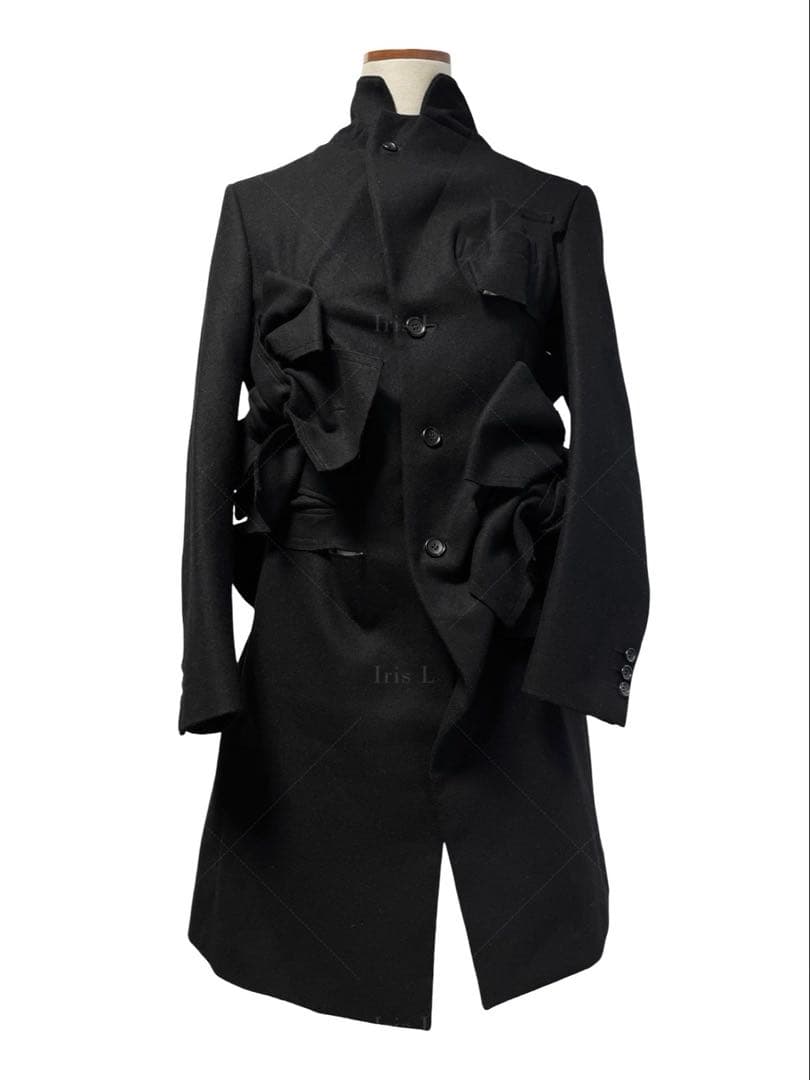 AD2013 コムデギャルソン 立体リボン装飾 ウール ロングコート