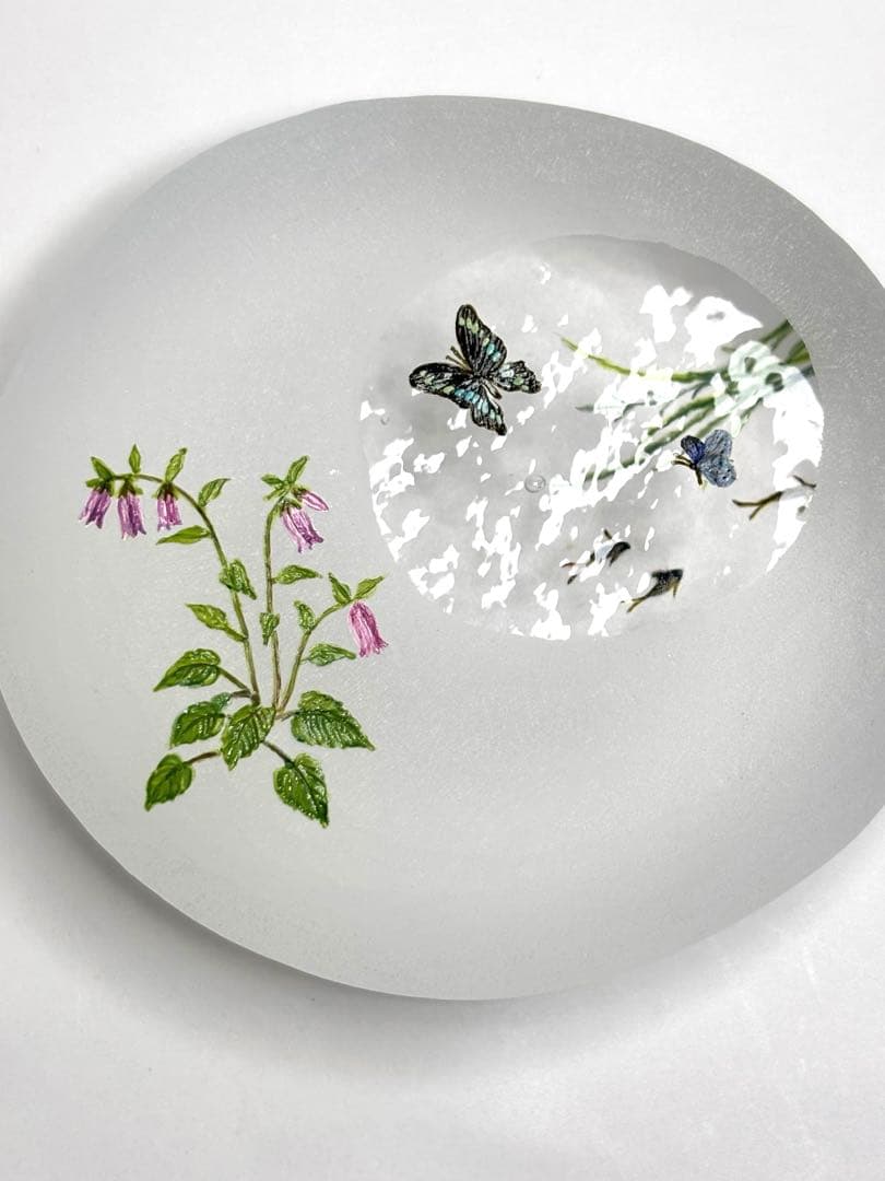 久保裕子さん作　ガラス　お花　蝶々　鮎　水草　ペーパーウェイト　文鎮　オブジェ