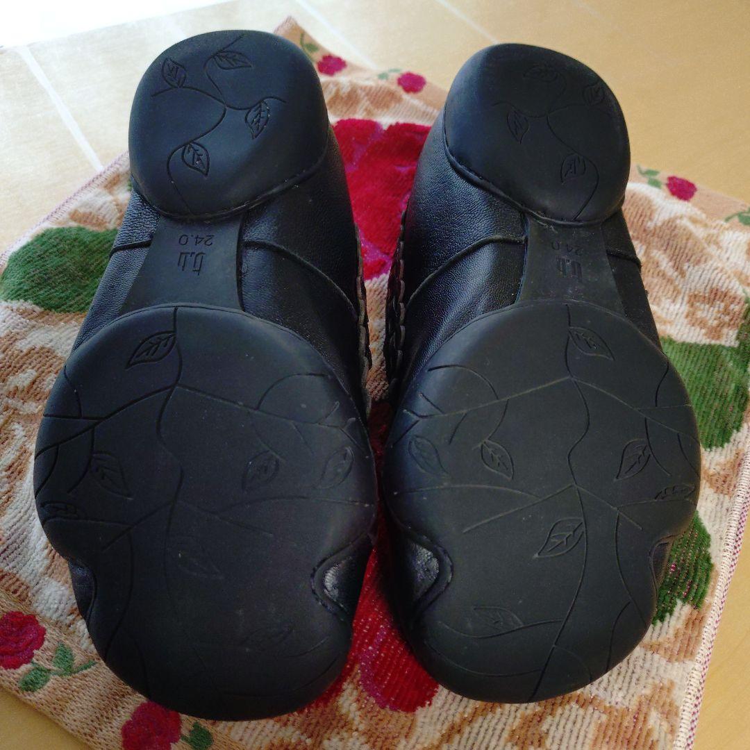 センソユニコtb　ブラックフラットシューズ ストラップ付き