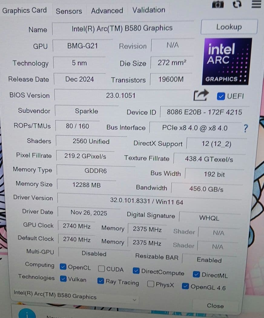 SPARKLE Intel Arc B580 TITAN シリーズ
