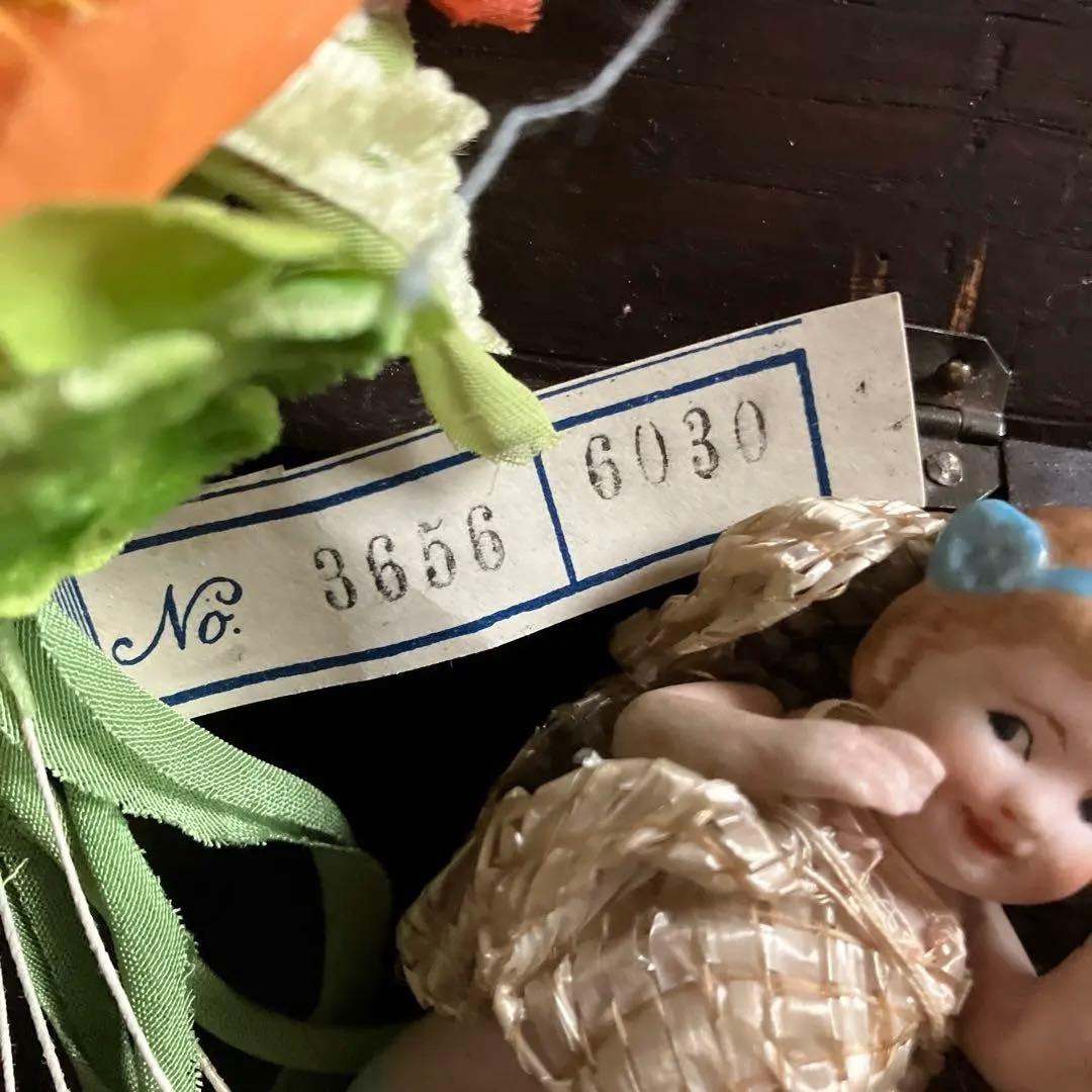 フランスアンティーク布花　ドイツアンティーク布花　ブーケ　ミニョネット付き