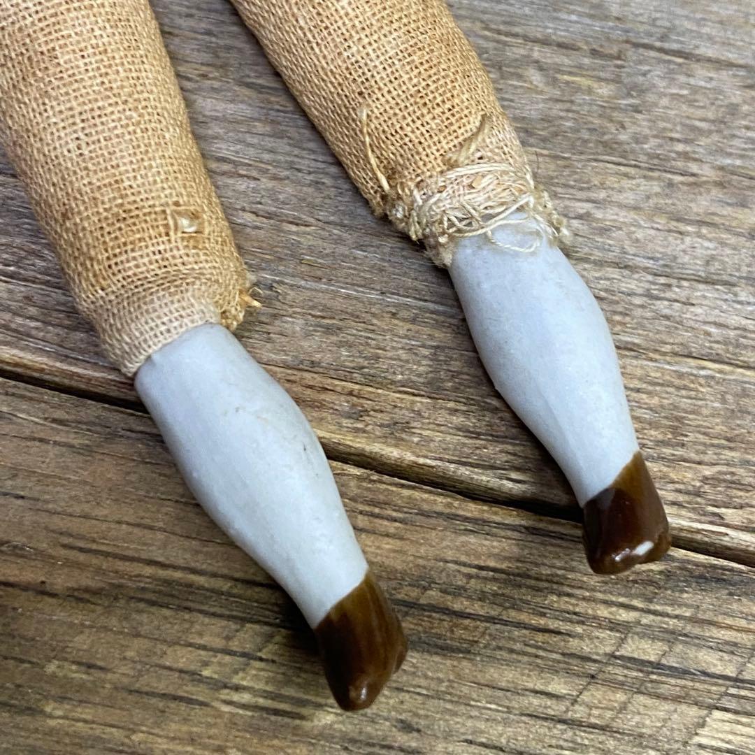 ドイツアンティーク チャイナヘッドドール 15cm ブロンド ビスクドールセット