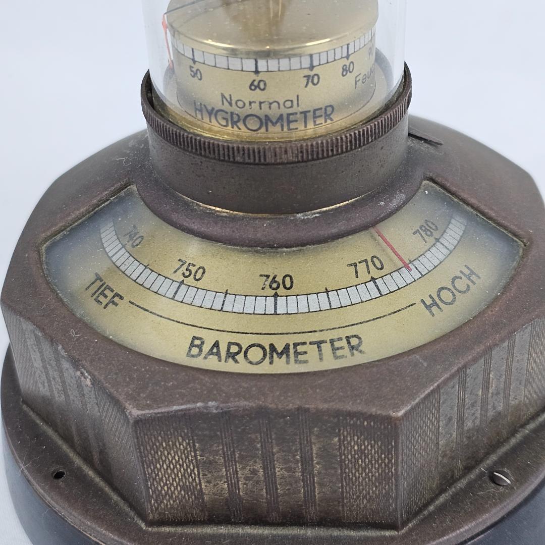【超希少】ドイツ製 Lufft 卓上気象塔 温度 湿度 気圧計 磁石