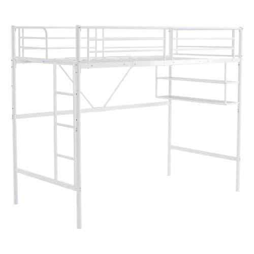 大人気！ロフトベッド パイプベッド サイド棚付き 子供部屋スチール BLACK