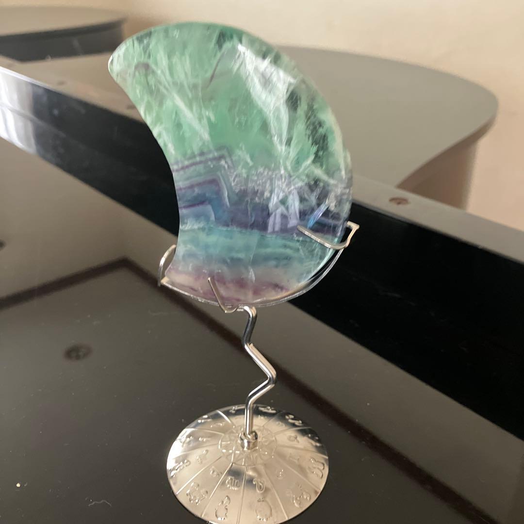 ベティさま専用エンジェルフェザー　トリプルカラーフローライト　月　天然石置物