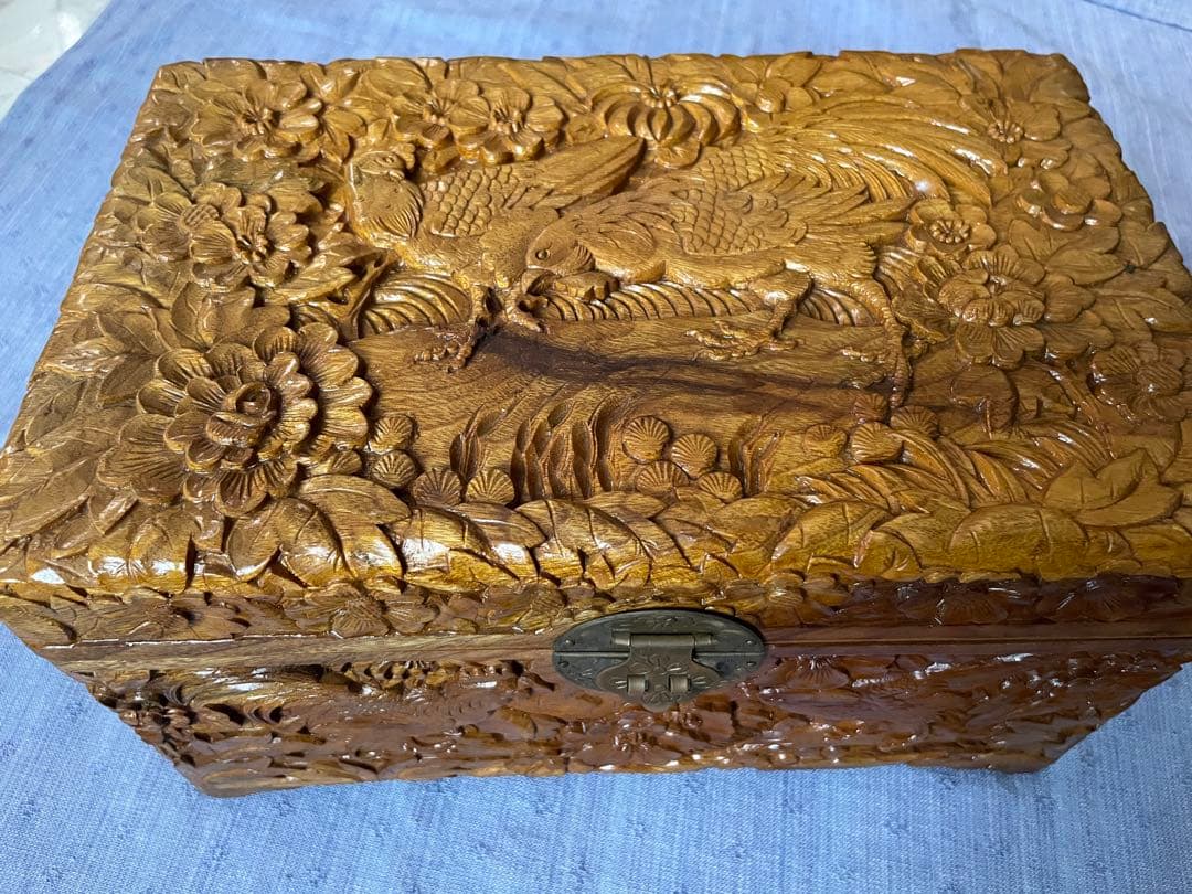 ◉セール！新品　木彫　箱　アンティーク　中国　花鳥