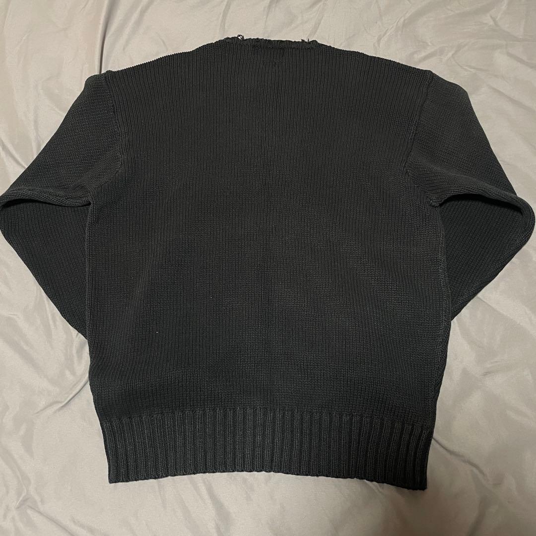 90s ラルフローレン ニット セーター クルーネック コットン ブラック　L