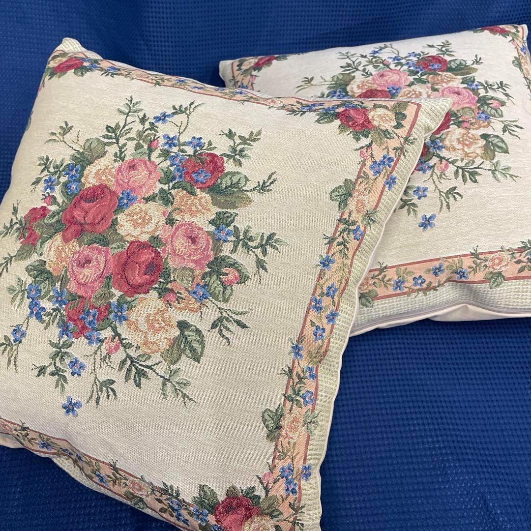 2個セット　タグ付き！ビーアンドティー ゴブラン織 クッションカバー