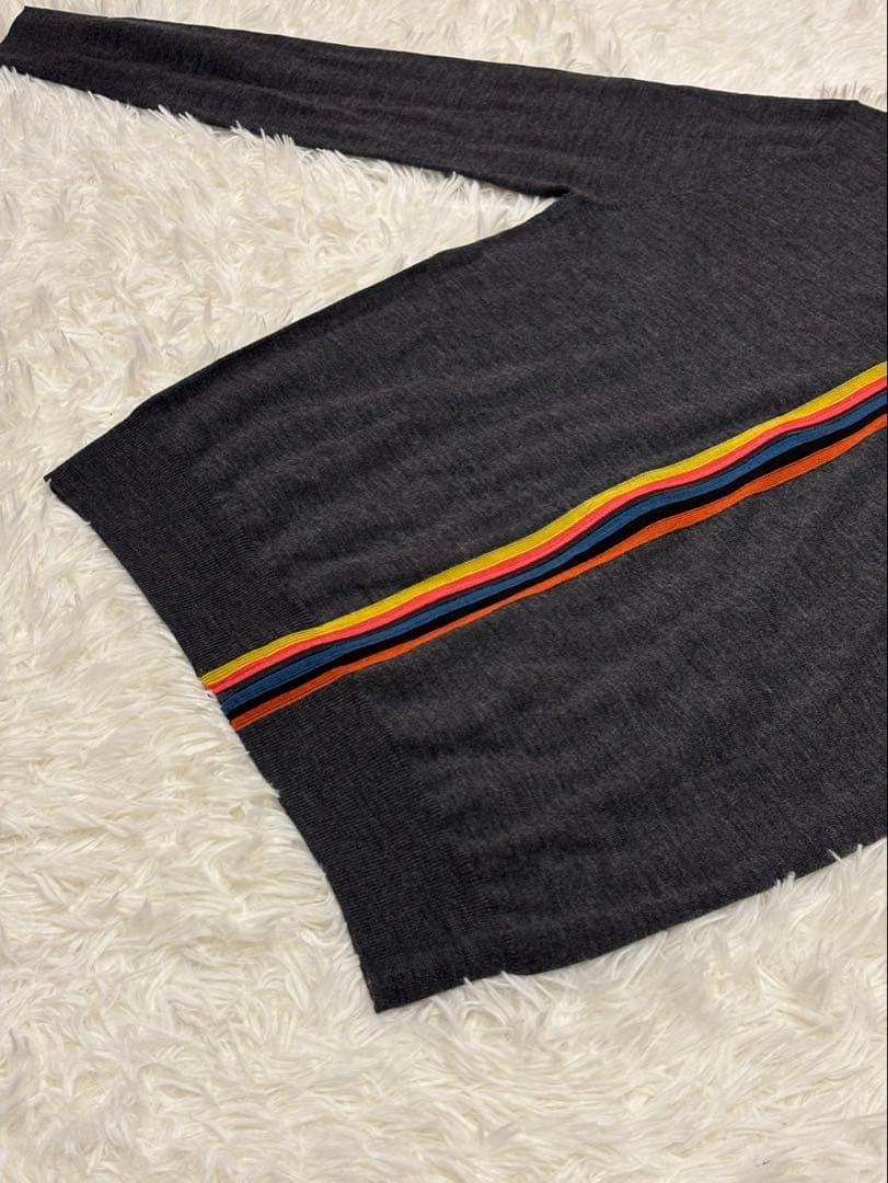 ポールスミス　アーティストストライプ　ジップ　ニット　チャコール　Mサイズ