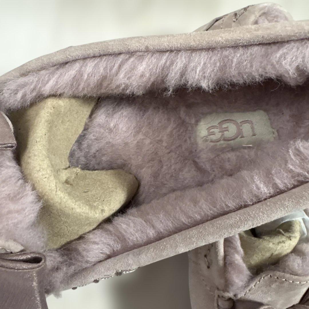 UGGアンスレーボウ モカシン ローファー ピンク ファー スエード 24cm