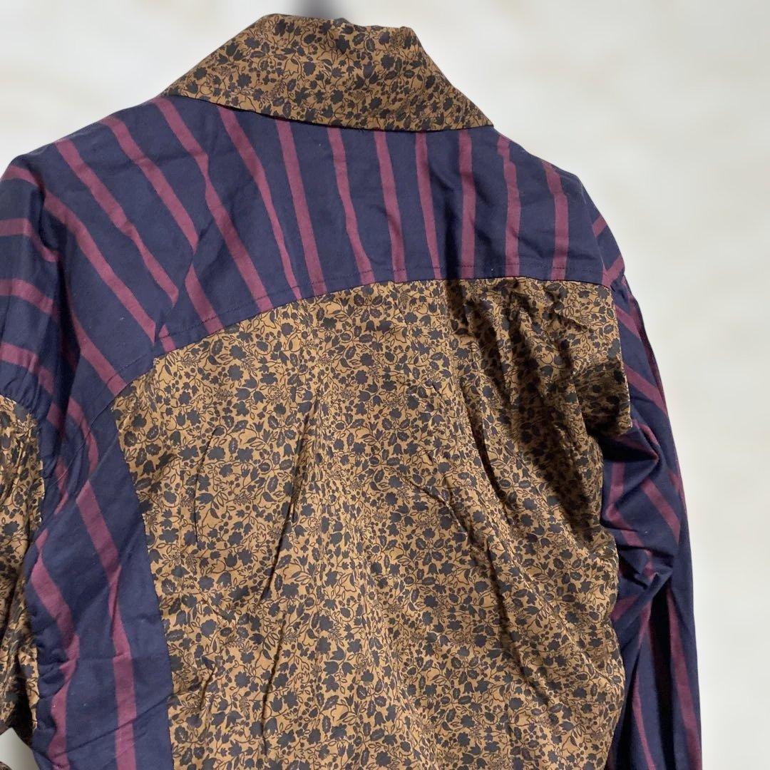 ヴィヴィアンウエストウッド変形デザイン長袖シャツストライプ、ボタニカル