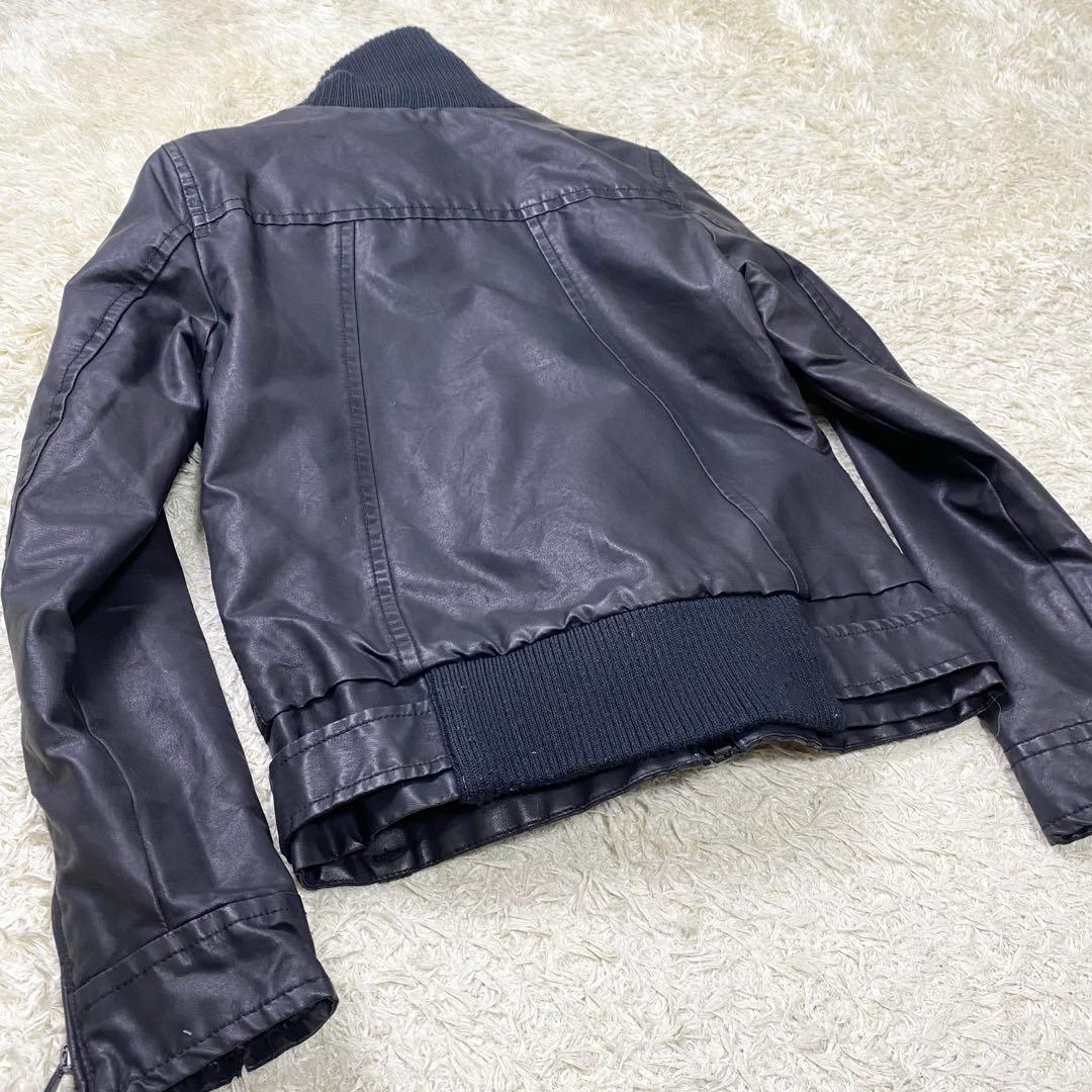 美品 ディーゼル ライダース ハイネック ブルゾン コーティング ブラック XS