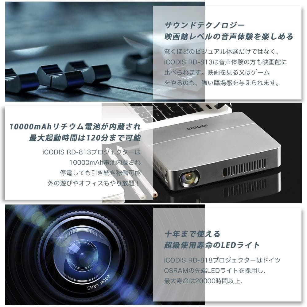 ※新品※iCODIS 813 高品質 高性能 ミニ 小型 プロジェクター