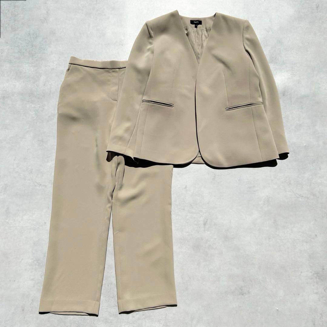 ♡大きいサイズ　セオリー　CLASSICCREPE　ジャケット＆パンツ　ベージュ