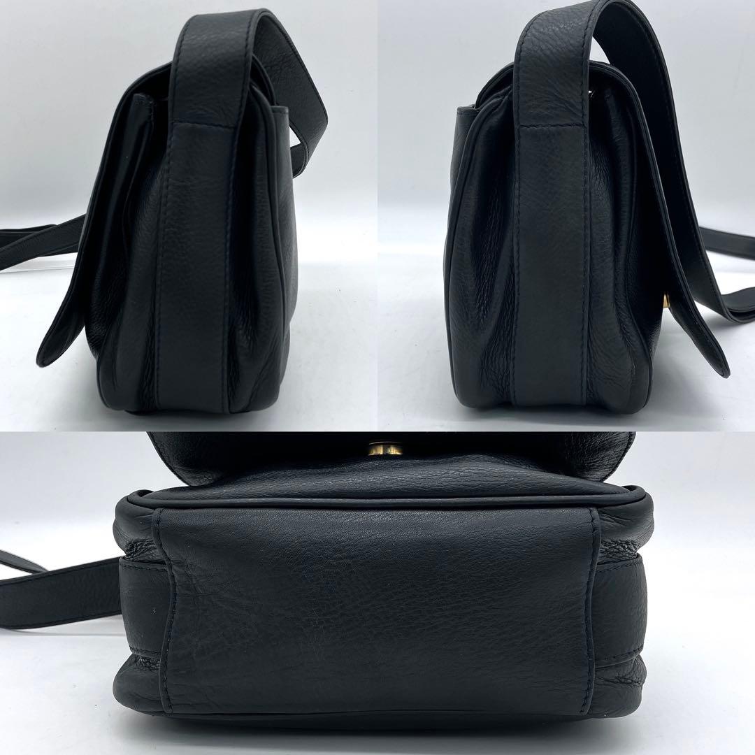 【GUCCI】ショルダーバッグ　ホースビット　レザー　ネイビー　ポシェット