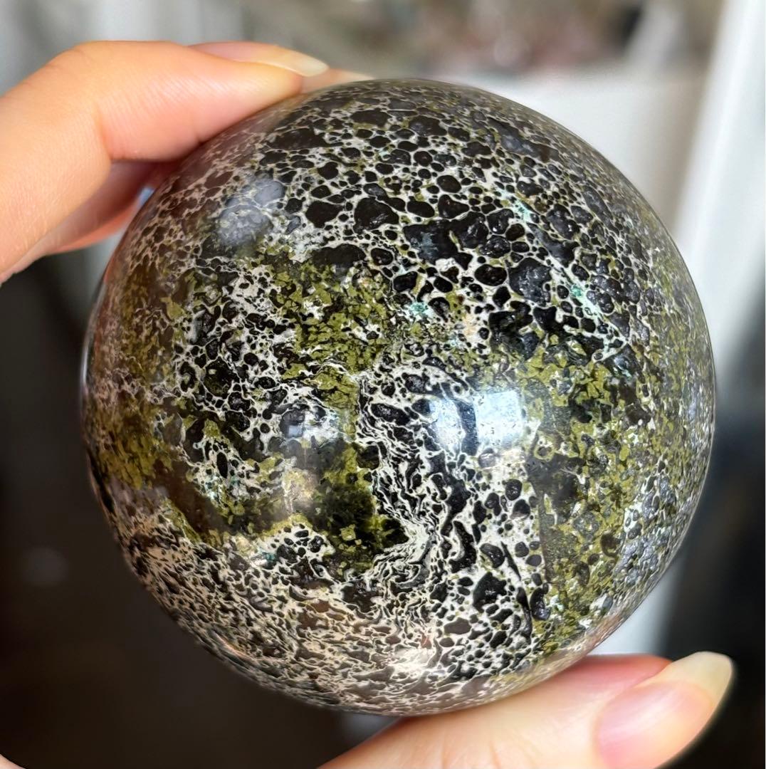 レア　高品質　エピドート　クリソコラ　コッパー　共生　スフィア　6.5センチ