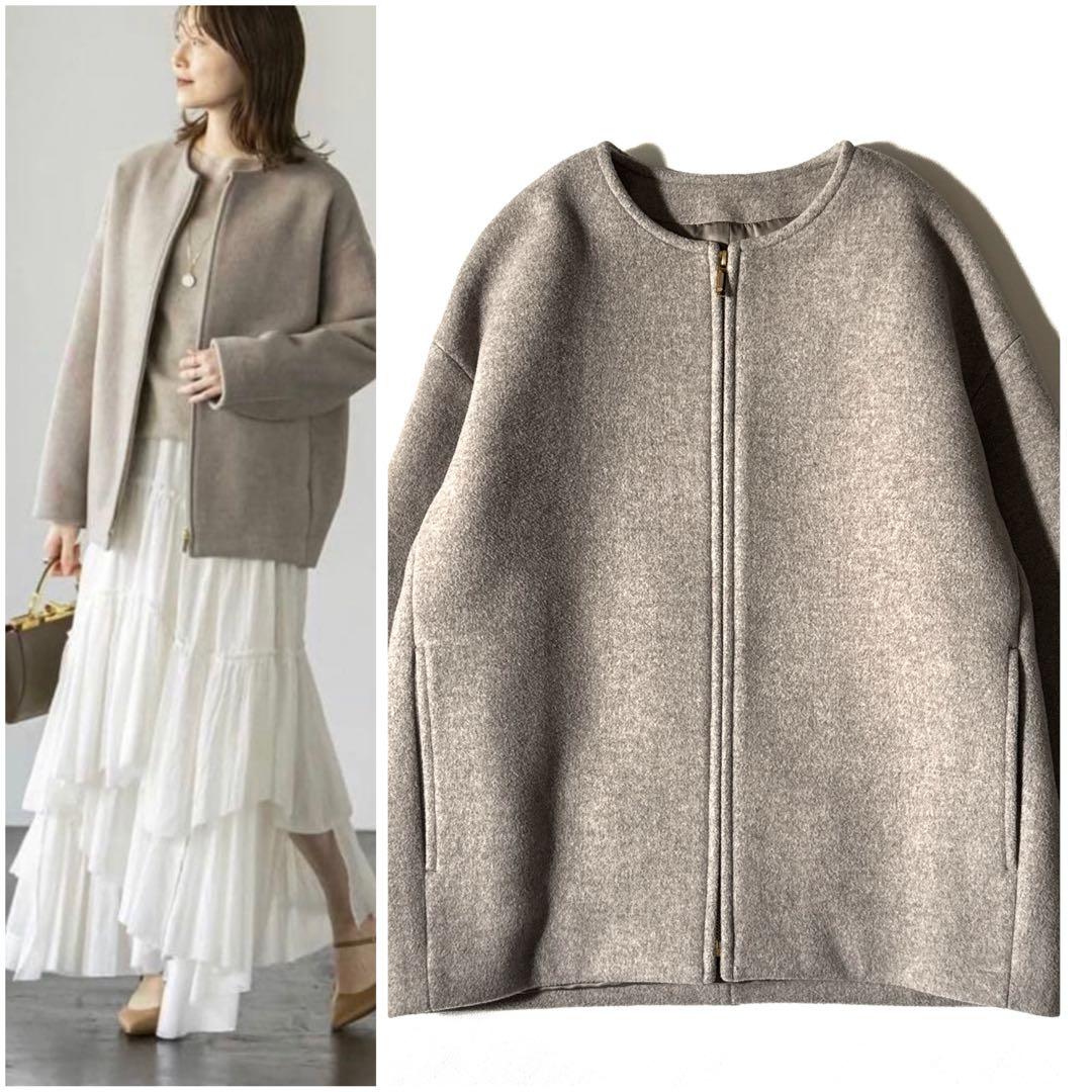 ばず　様ノーブル MTRカラーレスジップショートコート ベージュ 32