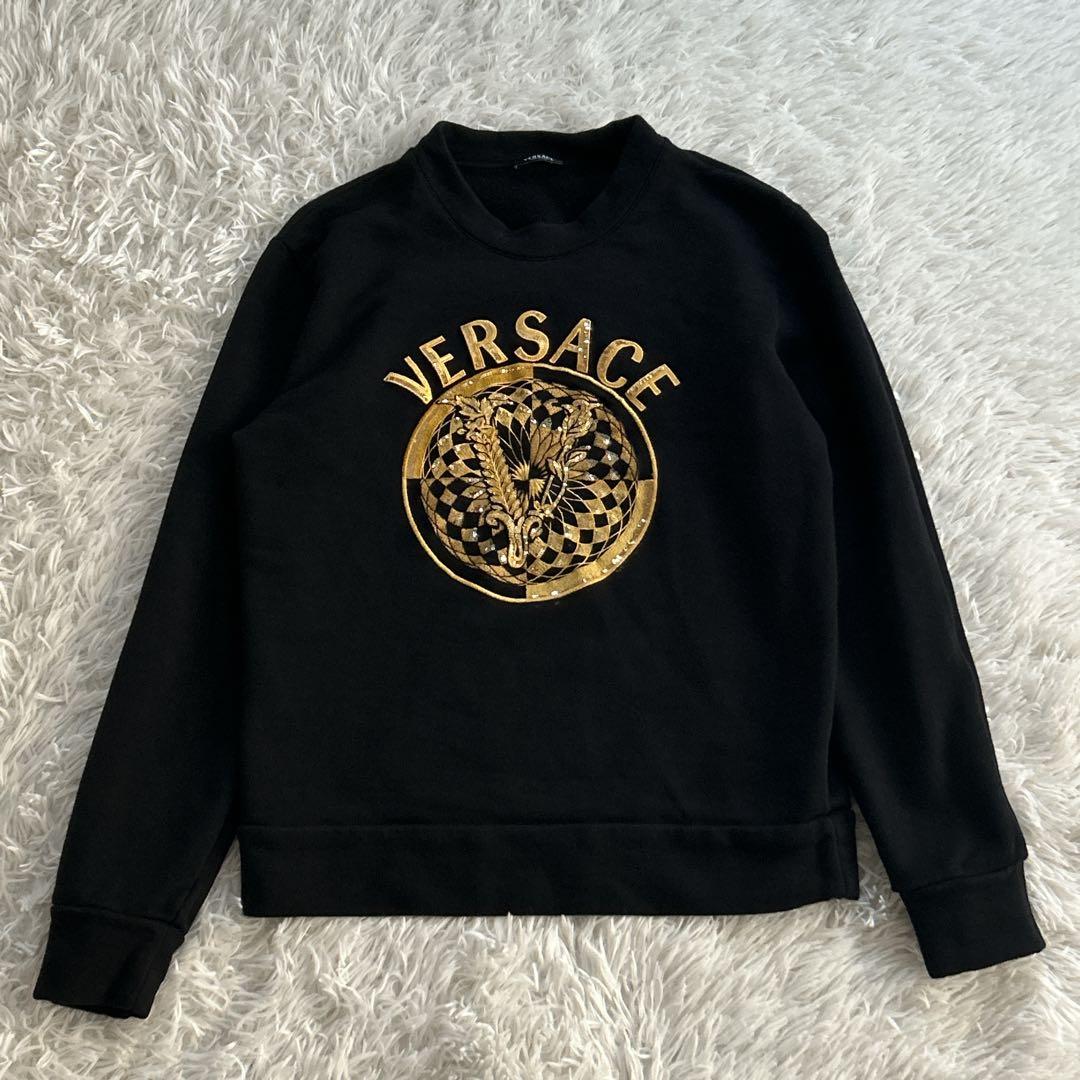 希少サイズ品✨ VERSACE ヴェルサーチ ゴールド刺繍 スウェット 黒 L