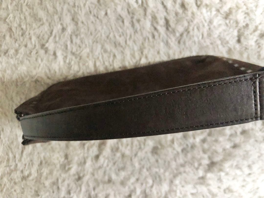 コーチ スエード レディワンハンドル ハンドバッグ ダークブラウン