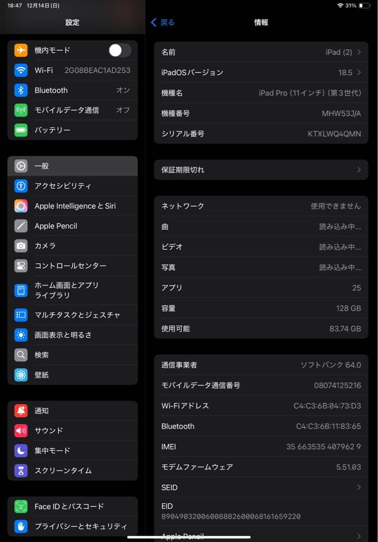 iPadPro 11inch 第三世代　cellular model