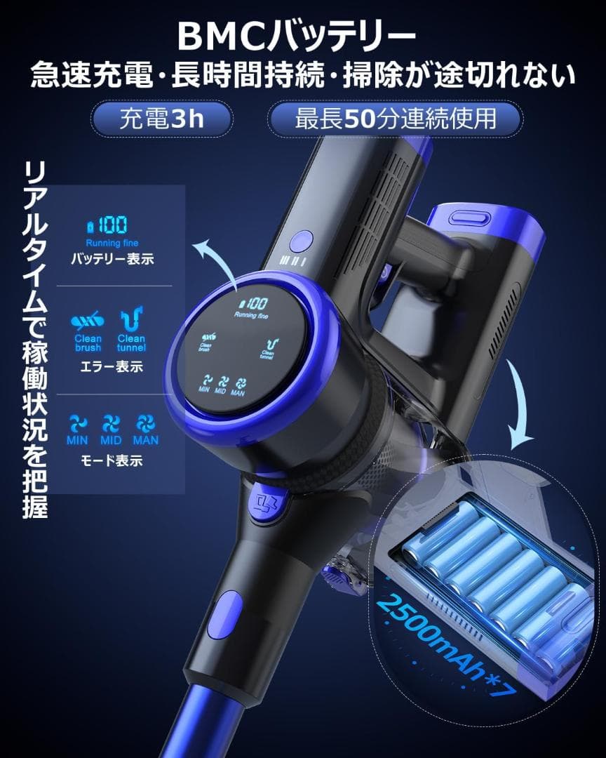 コードレス掃除機 Zyvrex ネイビーブルー スティッククリーナー 未使用品