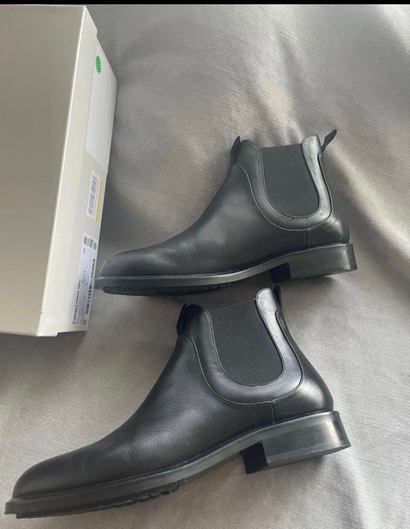 EMPORIO ARMANIサイドゴア本革ショートブーツ黒アルマーニ39