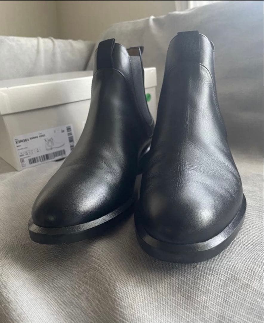 EMPORIO ARMANIサイドゴア本革ショートブーツ黒アルマーニ39