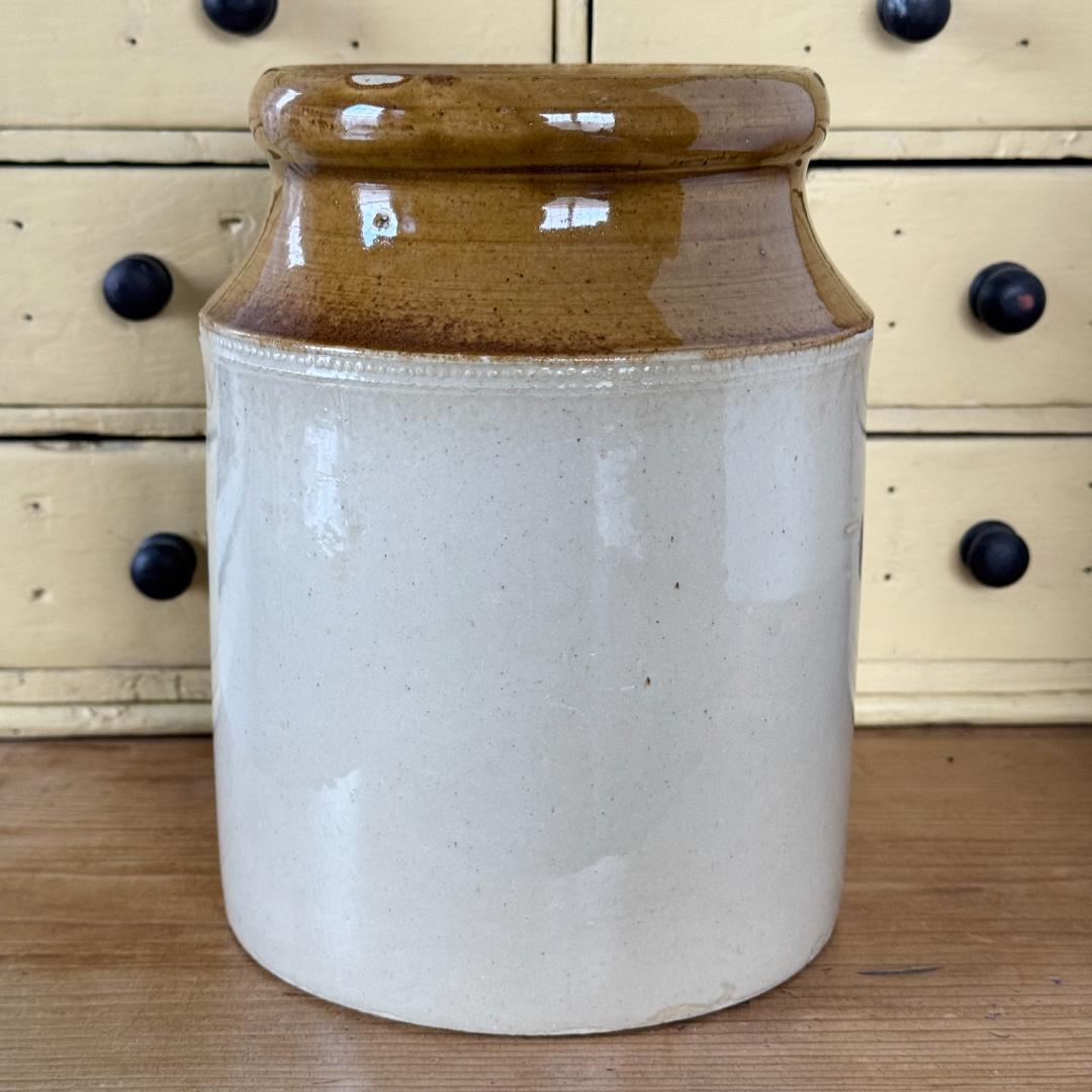 イギリス　アンティーク　陶器　ストーンウェア　ジャー　ボトル　キッチンツール入れ