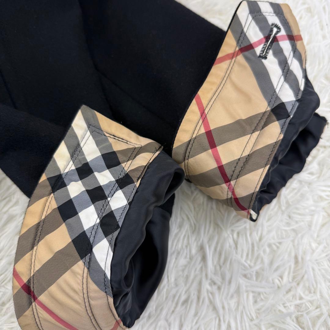 極美品 バーバリーブルーレーベル ウールコート アンゴラ チェック ダブル 黒