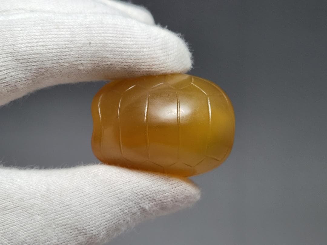 天然玉製 亀型 提物装身具 玉装飾品 明清時代 幅約3.9cm