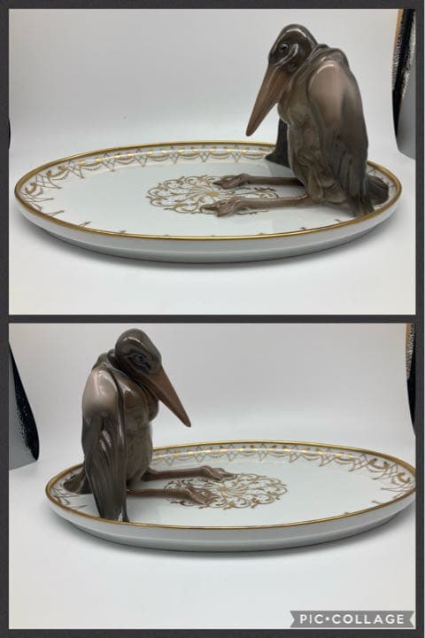 ローゼンタール　オーバルプレート 鷺 フュギリン 金彩 ババリア　アンティーク