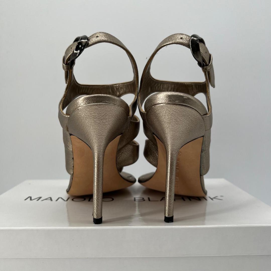 美品✨マノロブラニク ビジュー装飾付き サンダル ミュール ゼブラ 36