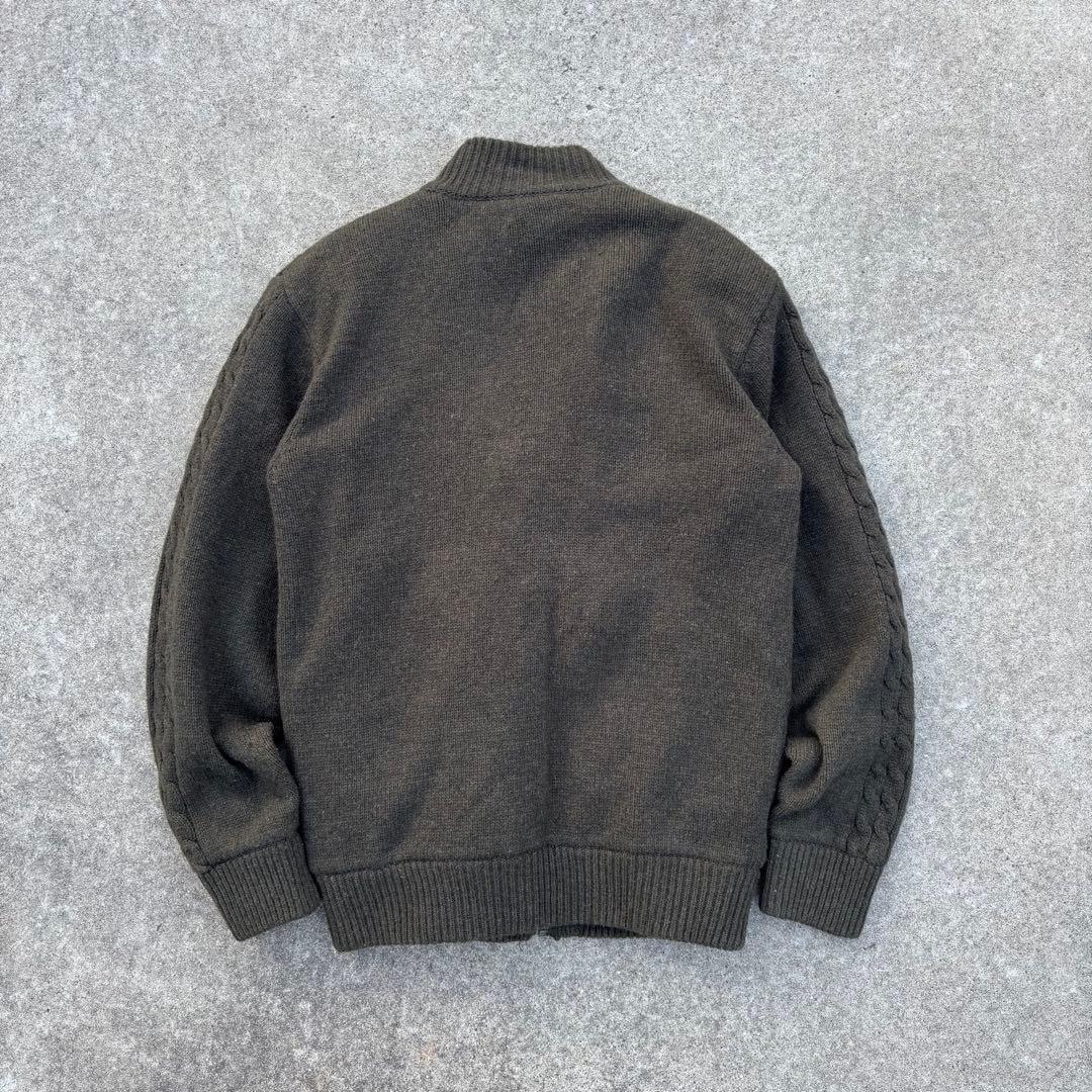 vintage ニット ジップブルゾン カーキ アーガイル アメカジ カジュアル