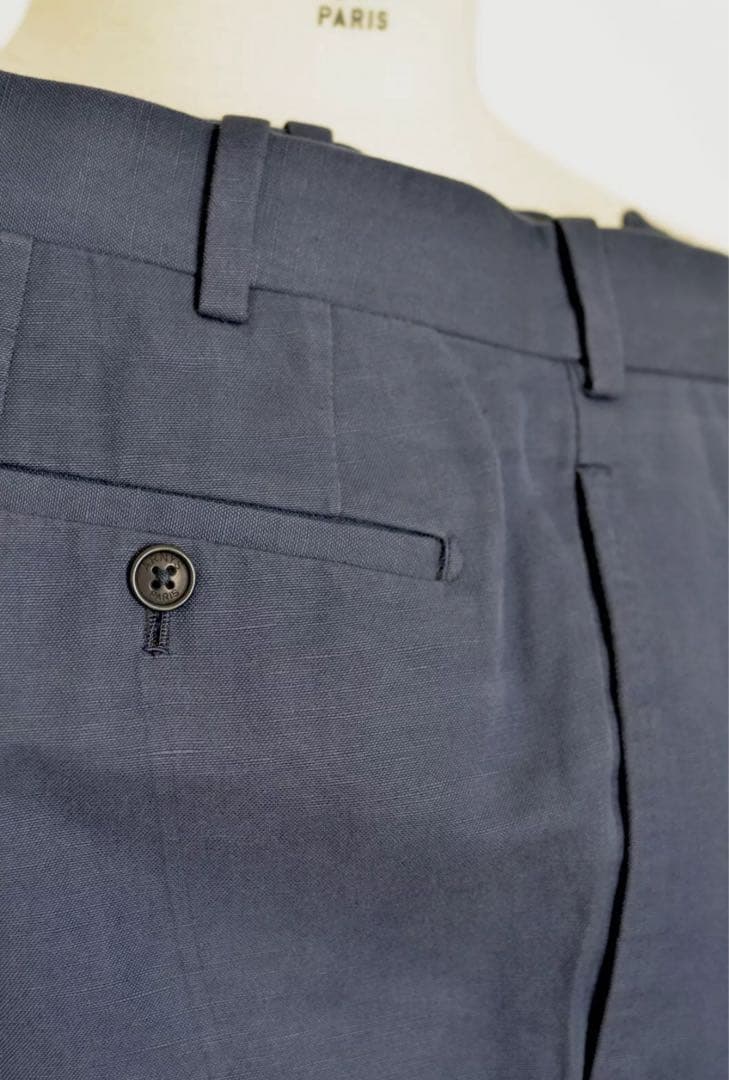 アルニス 高級スーツ 54 EU ネイビー コットンリネン混 フランス製